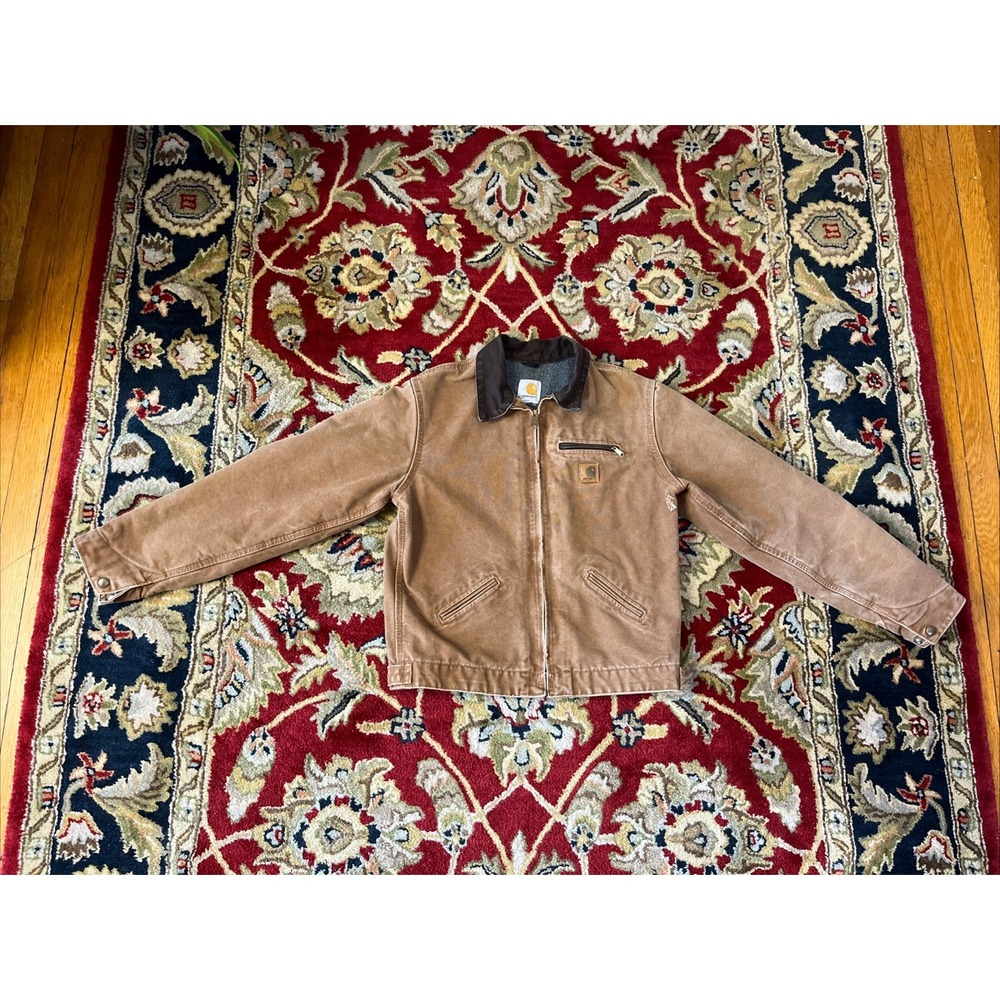 Vintage Carhartt Gray Lined Detroit Jacket J97 Brown MENS S 90s 2000
